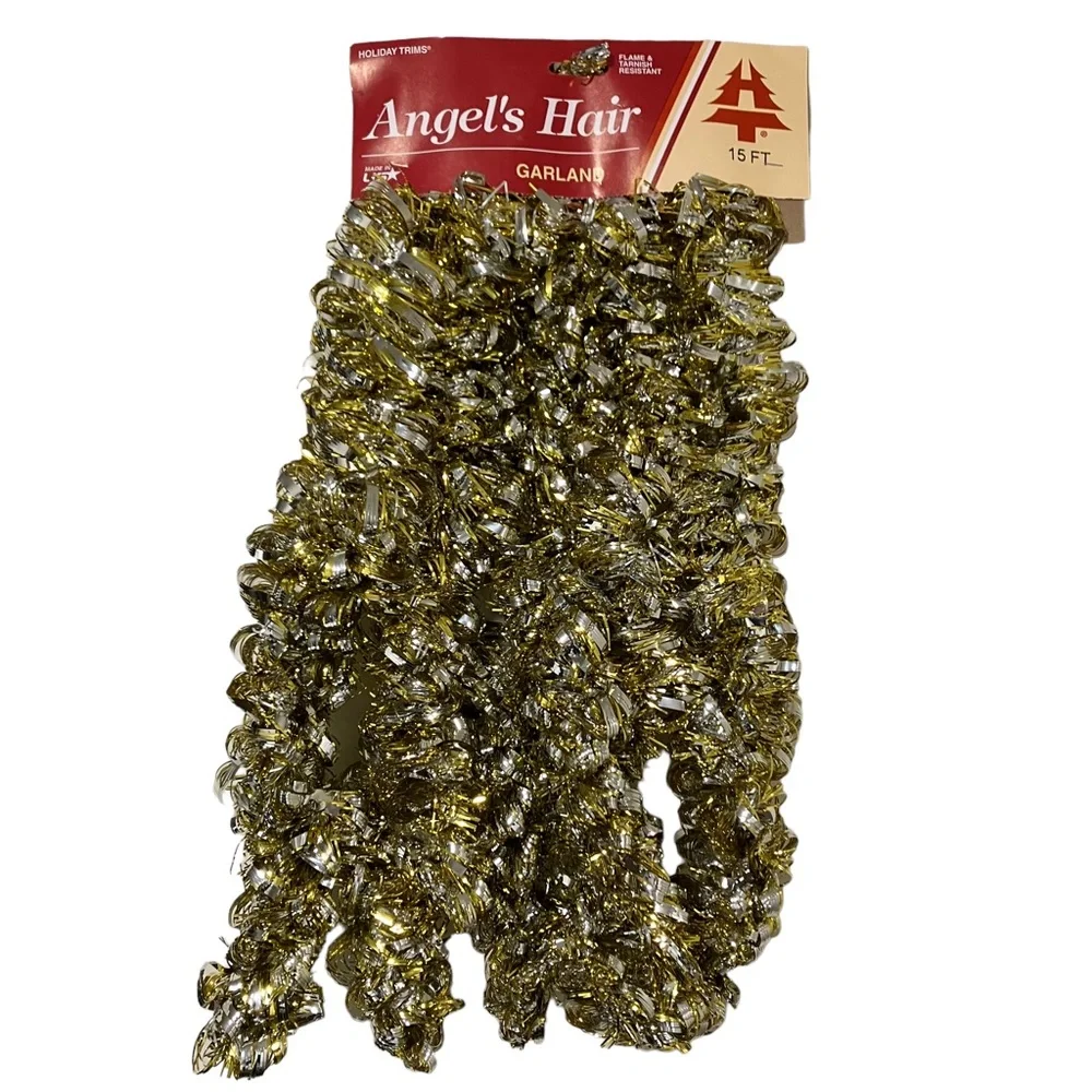 Vintage NEW Holiday Trims Angel's Hair Gold & Silver Garland